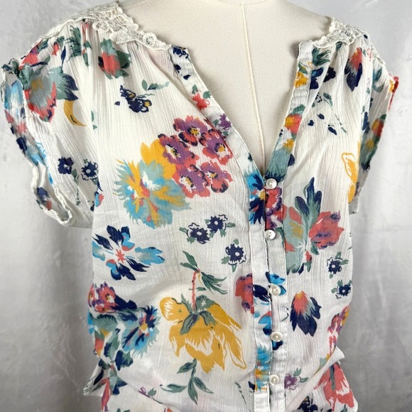 Vintage Monsoon Floral Peplum Top Cottagecore Prairie Romantic Boho Size 6 - Picture 2 of 9